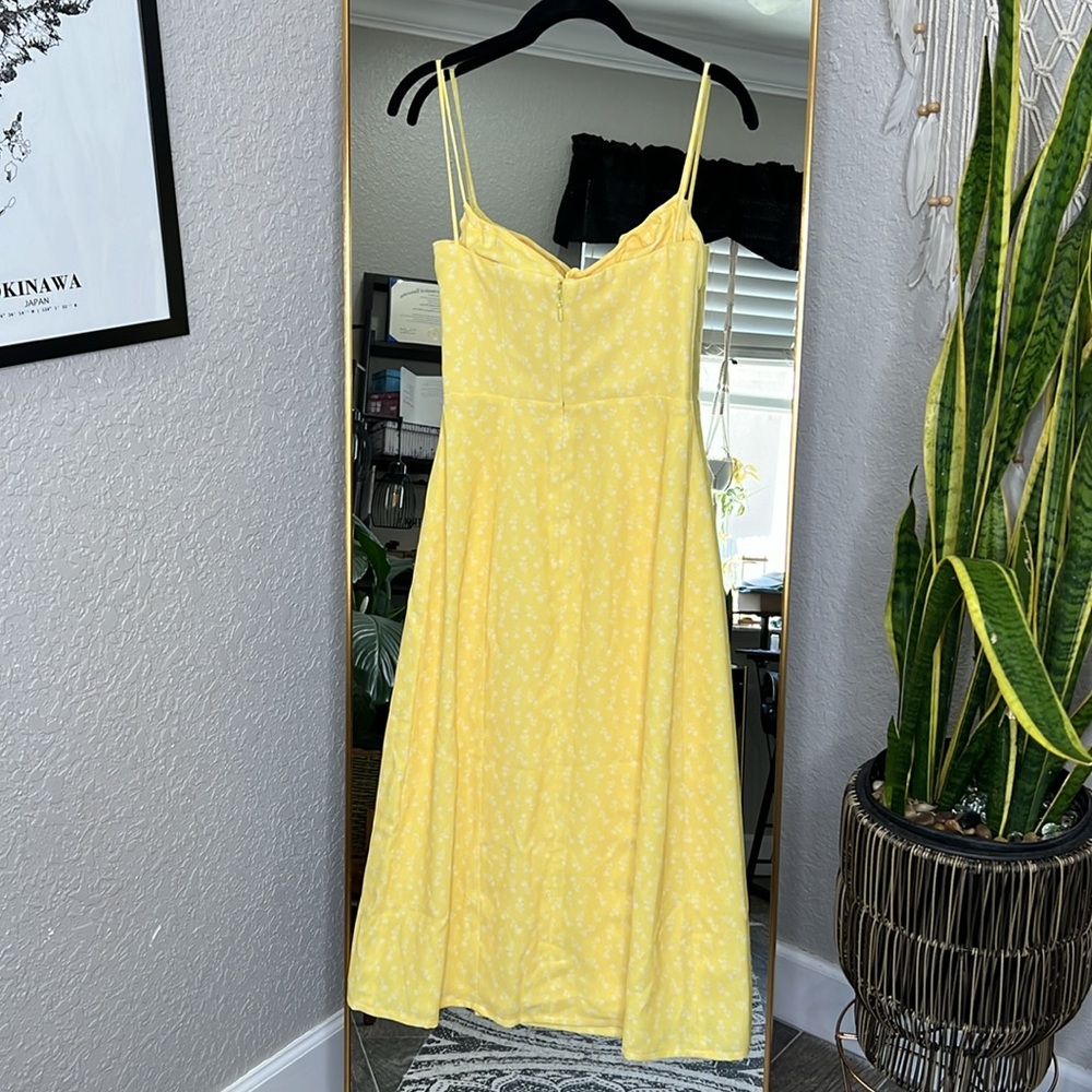 HOUSE OF CB 'Carina' Yellow Floral Bustier Midi Dress NWOT - Picture 14 of 14